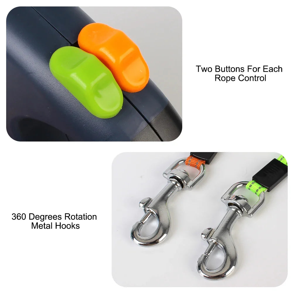 Retractable Dual Dog Leash With Flashlight