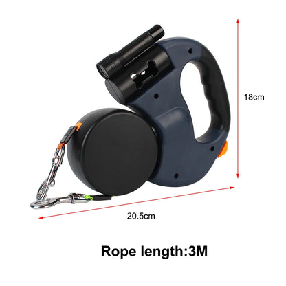 Retractable Dual Dog Leash With Flashlight